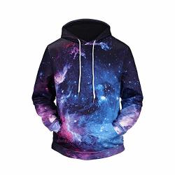 Gmyanwy Men's Autumn And Winter New Star 3D Printing Hooded Drawstring Sweater Lovers Wei Clothes