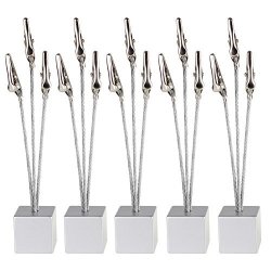 Mike Home Cube Base 3-BRANCH Tree Style Memo card paper photo Holder Table Number Holder For Wedding Party Pack Of 5 Silver