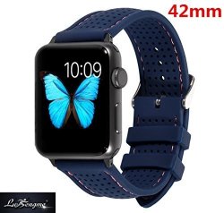 Lwsengme Silicone Sport Replacement Strap With Adjustable Buckle And Quick Release For Apple Iwatch Series 2 Apple Watch Series 1 Nike+ 42MM - SILICONE-02