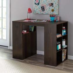 Sturdy And Spacious Mainstays 12-CUBE Standing Craft Table And Storage Desk Dark Chestnut Perfect For Use In Dens Living Rooms Family Rooms Home Offices
