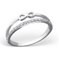 C1167-C23266- 925 Sterling Silver Infinity Cz Stones Ring - Size 7