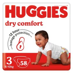 Huggies Dry Comfort Size 3 6-10KG Value Pack - 58 Nappies