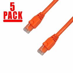 Grandmax CAT6A 7' Ft Orange RJ45 550MHZ Utp Ethernet Network Patch Cable Snagless molded Bubble Boot 5 Pack