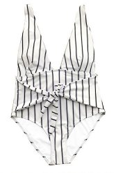 Cupshe Fashion Quiet Elegance Stripe One-piece Swimsuit Beach Swimwear Bathing Suit L