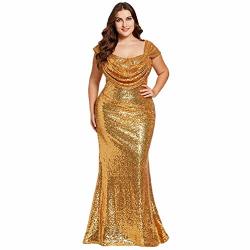 Yipeisha Straps Evening Dress Plus Size Draped Zipper-up Wedding Party Formal Dress Sequins Evening Dresses Us 24W Golden