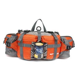 Affinest Outdoor Waterproof Fanny Waist Pack Multifunctional Storage Lumbar Bag With 2 Water Bottle Holder For Hiking Camping Climbing Hunting Ski Fishing Orange