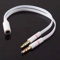 3.5mm Audio Mic Y Splitter Cable Headphone Adapter Female To 2 Male Free Shipping