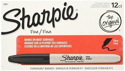 Sharpie 30001 Permanent Markers K7C53 Fine Point Black Box Of 24