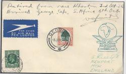 South Africa 1936 Schlessinger Air Race Cover Of Victor Smith Very Fine