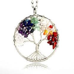 Natural Stone Tree Necklace - Mixed Colours
