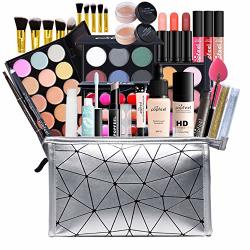35PCS All In One Makeup Kit Gift Set Holiday Birthday Cosmetic Essential Starter Bundle - Includes Pro Makeup Brush Set Eyeshadow Palette Lipstick Lipgloss