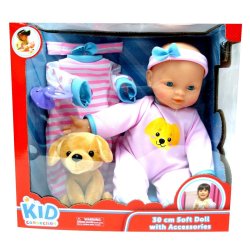KIDCONNECTION - 30CM Soft Body Baby Doll Set With Plush & Outfit