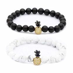 8MM Black And White Beads Couple Bracelet For Love Cz Pineapple Bracelet His And Hers Bracelet MBR170462 Black