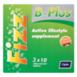 Fizz B-plus Active Lifestyle Supplement Orange Flavoured Effervescent Tablets 30 Pack