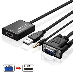 Vga To HDMI Output Costech HD 1080P Tv Av Hdtv Video Cable Converter Adapter Plug And Play With Audio For Hdtvs Monitors Displayers Laptop