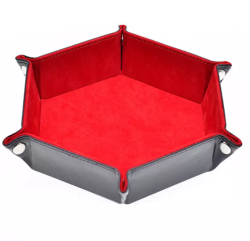 Foldable Red Dice Rolling Tray Hexagon Mat For Rpg And Dnd Games