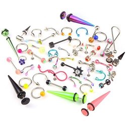 Piercing Kit Of Body Piercing Jewelry 40 Pieces 14G 16G 18G - Belly Rings Tongue Rings Barbells