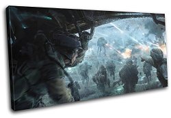 Bold Bloc Design - Star Wars Battlefront 2 Gaming 80X40CM Single Canvas Art Print Box Framed Picture Wall Hanging - Hand Made In The