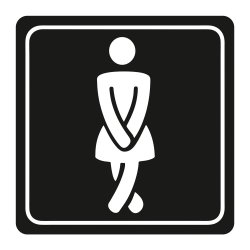Ladies Toilet Symbolic Sign - White Printed On Black Acp 150 X 150MM