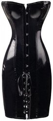 Alivila.y Fashion Womens Shiny Pvc Lace Up Corset Dress 2041-BLACK-M