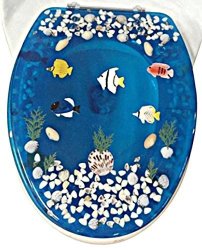 Transparent Fish Aquarium Elongated Oval Toilet Seat With Cover Acrylic Seats. Blue "19 Inch
