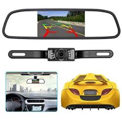Camera Backup And Rearview Mirror Lcd Monitor Kit Car License Plate Waterproof Night Vision Rear-view HD Car Reverse Rearview + 4.3" Inch Lcd