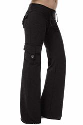 Insenver Women's Comfy Casual Pajama Pants Drawstring Palazzo Lounge Pants Cotton Wide Leg Yoga Pants Black