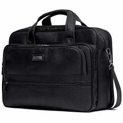 Briefcase For Men Laptop Bag 15.6 Inch Business Large Capacity Travel Canvas Water-resistant Computer Shoulder Bag Black