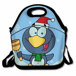 Dzglobal Christmas Penguin Bell Ringer Picnic Lunch Bag School Cooler Bag For Men Women