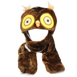 Silverfever Silver Fever Plush Soft Animal Beanie Hat With Built-in Earmuffs Scarf Gloves Owl