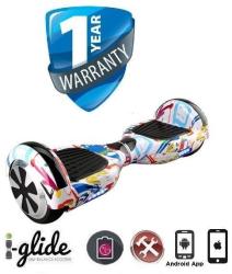 IGlide New Hoverboard V1 6.5" App Enabled Bluetooth - White Graffiti