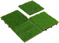 Set Of 9PIECES 12 Inches Square Garden Green Artificial Grass Patio Tiles Carpet With Ebook