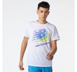 New Balance Men's Tenacity Heathertech T-Shirt - White blue teal - XL