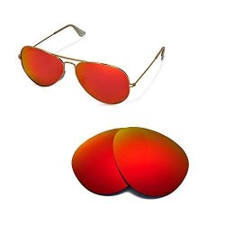 Walleva Replacement Lenses For Ray-ban Aviator Large Metal RB3025 62MM Sunglasses - Multiple Options Available Fire Red - Polarized