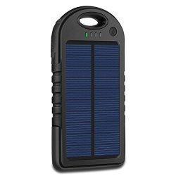 Lantusi 4000MAH Solar Charger USB Portable Waterproof Solar Power Bank For Iphone Android Phones Gopro Camera And More Black