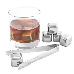 Forthechef's Stainless Steel Whiskey Stones Set Of 8 With Tongs
