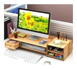 Fine Living 2 In 1 Wooden Monitor Stand And Desk Organizer