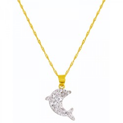 BONDED GOLD Cubic Zirconia Dolphin Pendant On Chain