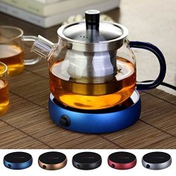 Unakim-coffee Electric Tray Heater Water Kettle Tea Hot Pot Portable Warmer New Glass Red