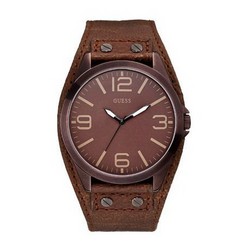 Guess Mens Brown Casual Leather Cuff Watch