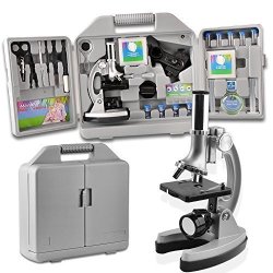SOLOMARK Microscope Kit For Beginners And Kids - Accessory Set And Handy Storage Case Microscope With Metal Arm And Base Magnifications From 300X To