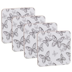 Coasters 4pk - Grey Butterfly