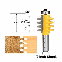 1/2-Inch Shank Woodworking Tool Bestgle Reversible Finger Glue Joint Router Bit 