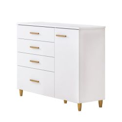 Milka Chest Of 4 Drawers And 1 Door Retro Flatpack- Off White