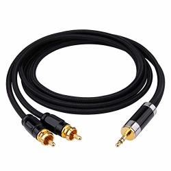 Micity 3.5MM Stereo Jack To 2 Rca Audio Splitter Cable Audio Adapter Y Splitter Cable Black Color 3M