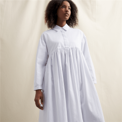 Women&apos S Canvas Cotton Shirt Dress White