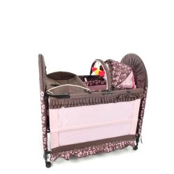 Chelino 6 In 1 Baby Camp Cot Pink brown