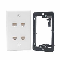Conwork 4-Port CAT 6 Ethernet Wall Plate Cat6/5/5e Compatible RJ45 Ethernet Keystone Inserts Jack Network Wall Plate Panel 1-Pack 