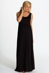 Long Sleeveless Summer Maternity Dress - Black
