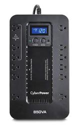 Cyberpower EC850LCD Ecologic Battery Backup & Surge Protector Ups System 850VA 510W 12 Outlets Eco Mode Compact Uninterruptible Power Supply